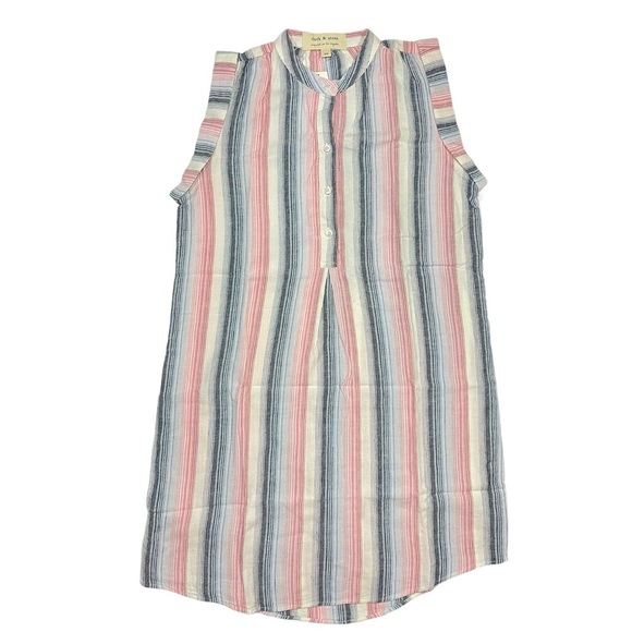 ⚡️SOLD⚡️Anthropologie Dress Striped High Low Tunic Shirtdress Cloth & Stone Pink - Picture 3 of 14